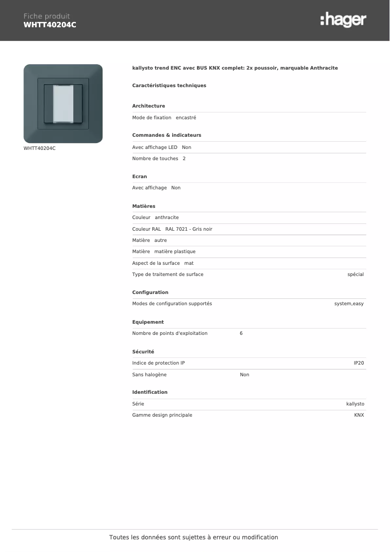 Imagen de la primera página del manual del dispositivo WHTT40204C