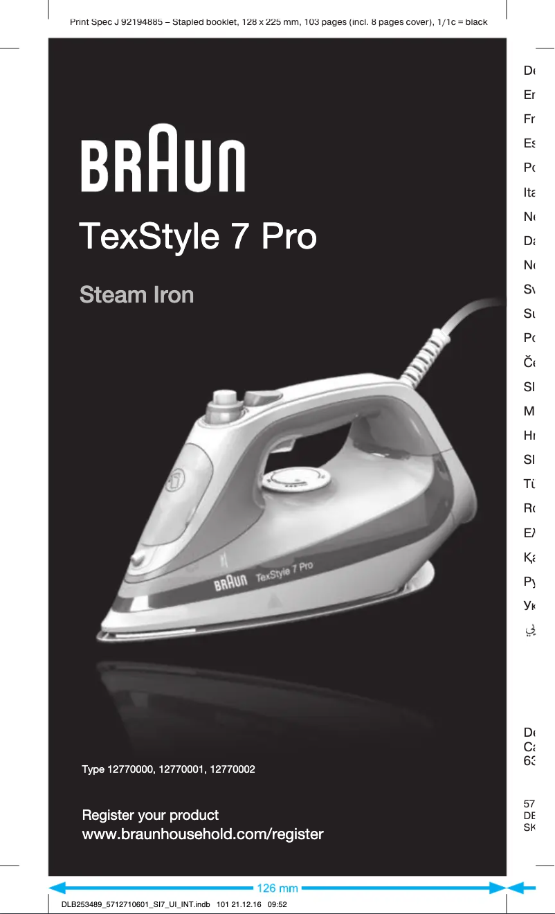 Página 1 del manual Manual de usuario Braun TexStyle 7 SI 7088