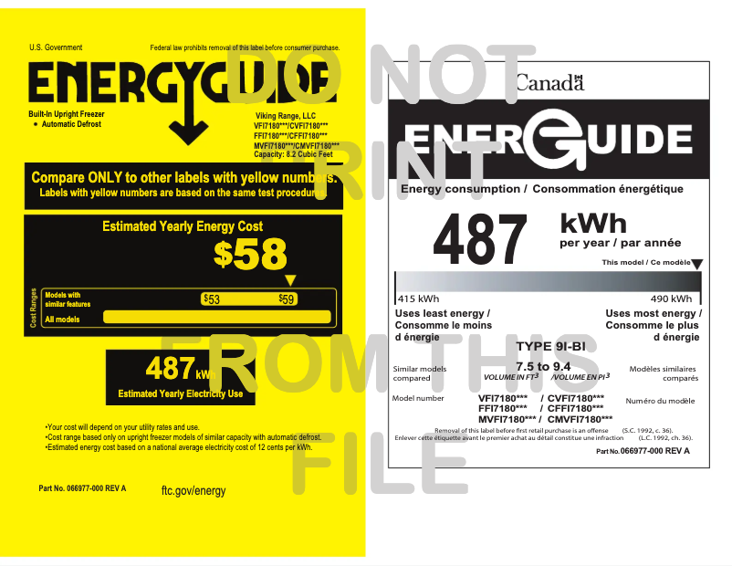 Página 1 del manual Etiqueta energética Viking VFI7180WRVC