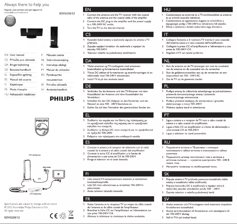 Página 1 del manual Guía de inicio rápido Philips SDV5229