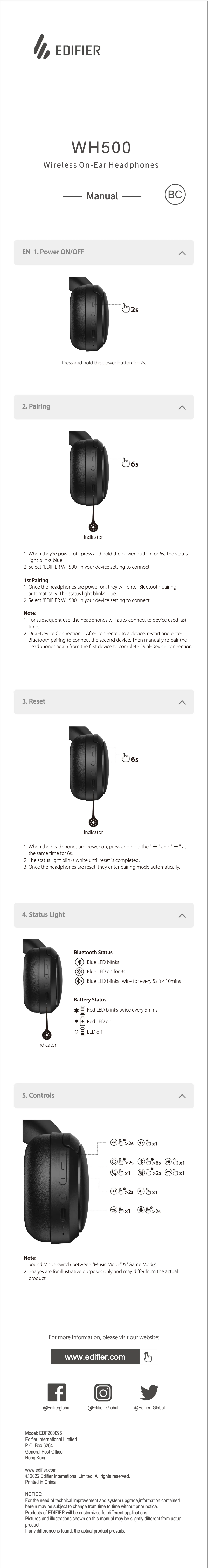 Imagen de la primera página del manual del dispositivo WH500