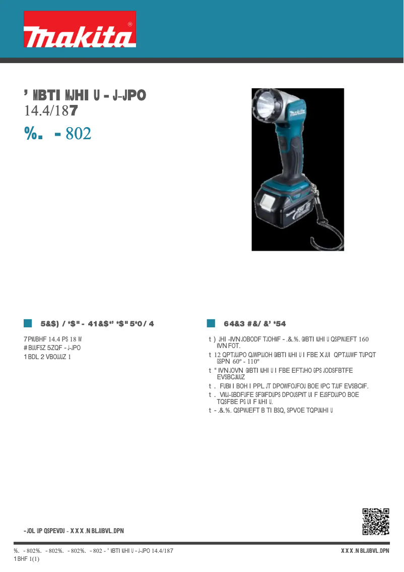 Página 1 del manual Ficha técnica Makita DML802