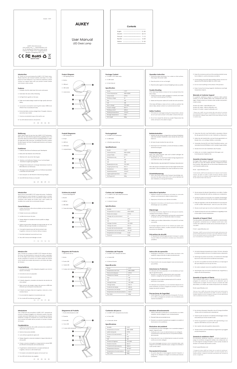 Página 1 del manual Manual de usuario Aukey LT-ST7