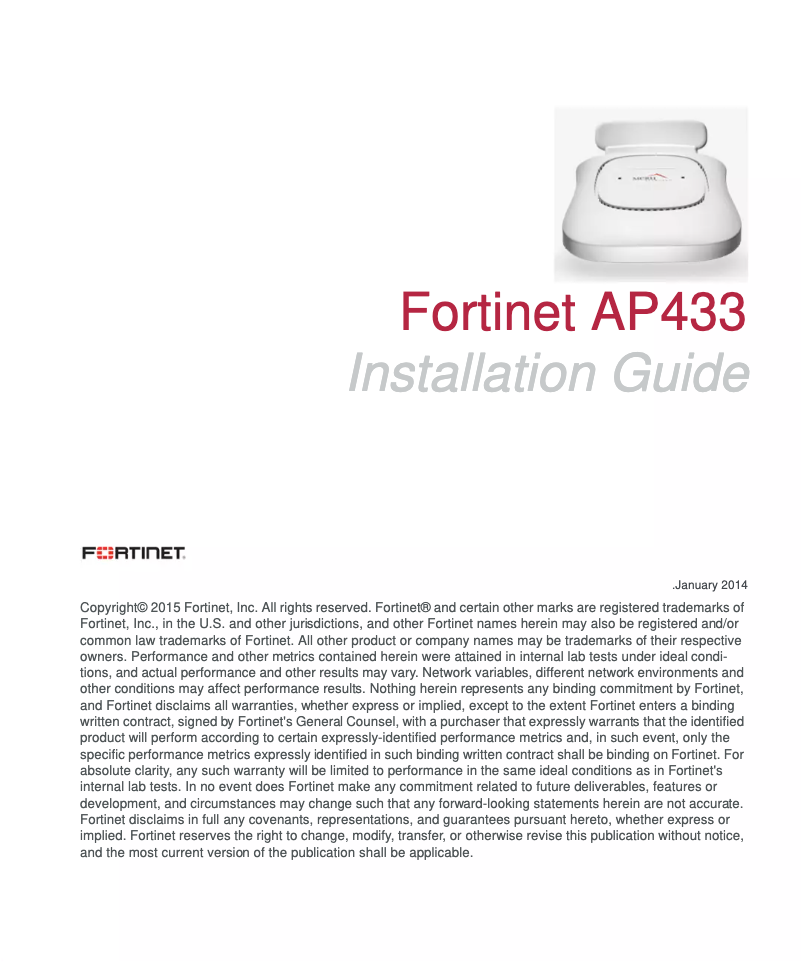Página 1 del manual Manual de usuario Fortinet AP433i