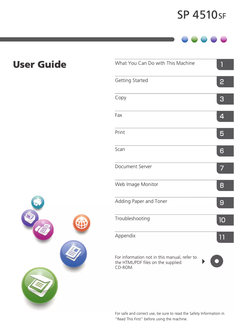 Imagen de la primera página del manual del dispositivo SP 4510SF