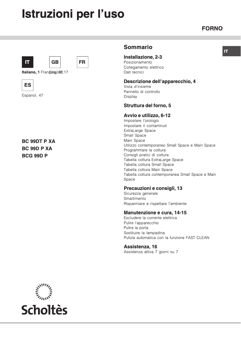 Imagen de la primera página del manual del dispositivo BC 99DT P