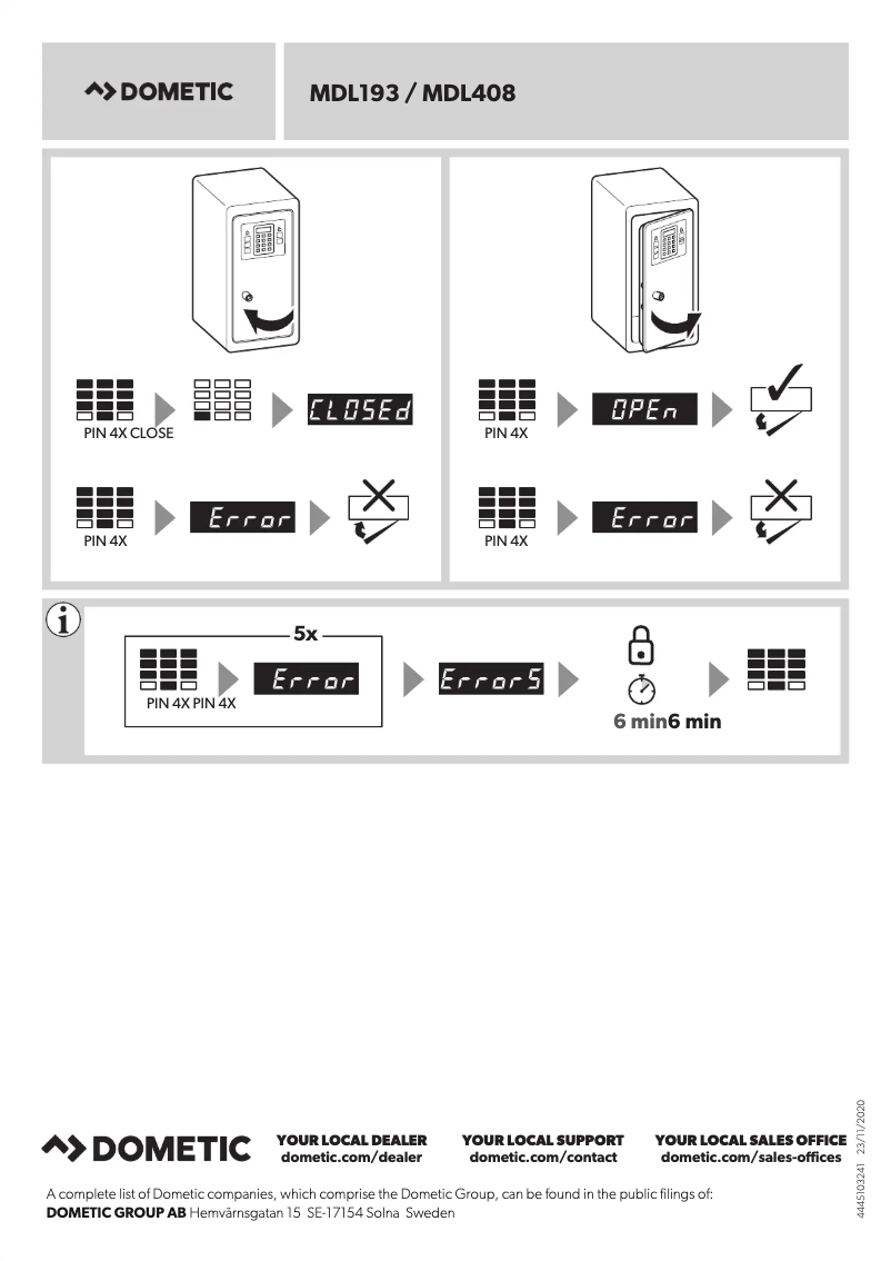 Página 1 del manual Manual de usuario Dometic ProSafe MDL408