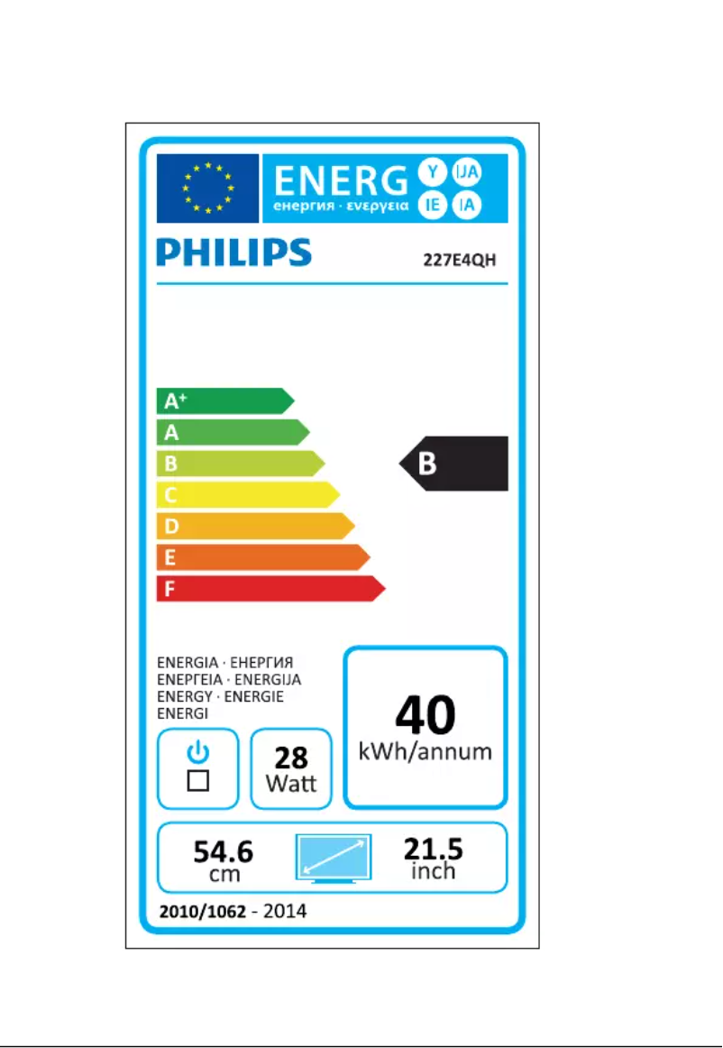 Página 1 del manual Etiqueta energética Philips 227E4QHAD