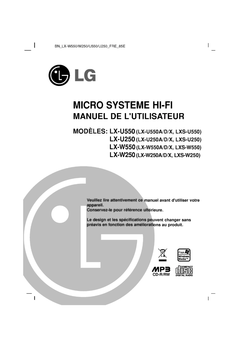 Imagen de la primera página del manual del dispositivo LX-U250D