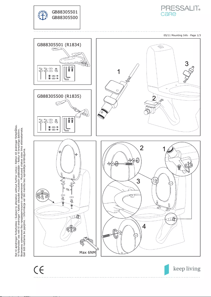 Página 1 del manual Instrucciones / montaje Gustavsberg Care 3060