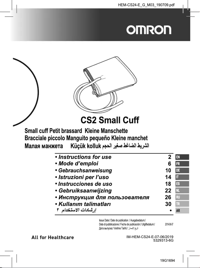 Imagen de la primera página del manual del dispositivo CS2