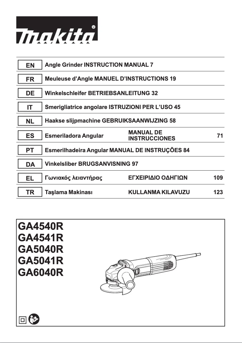 Página 1 del manual Manual de usuario Makita GA5040R