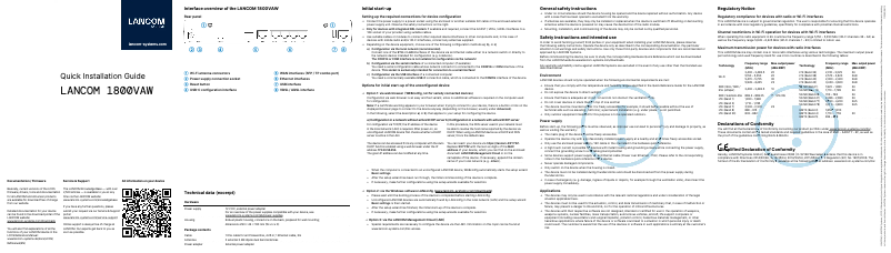 Página 1 del manual Guía de instalación Lancom 1800VAW