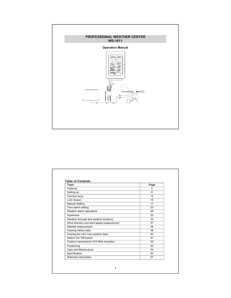 Imagen de la primera página del manual del dispositivo WS-1611TWC-IT