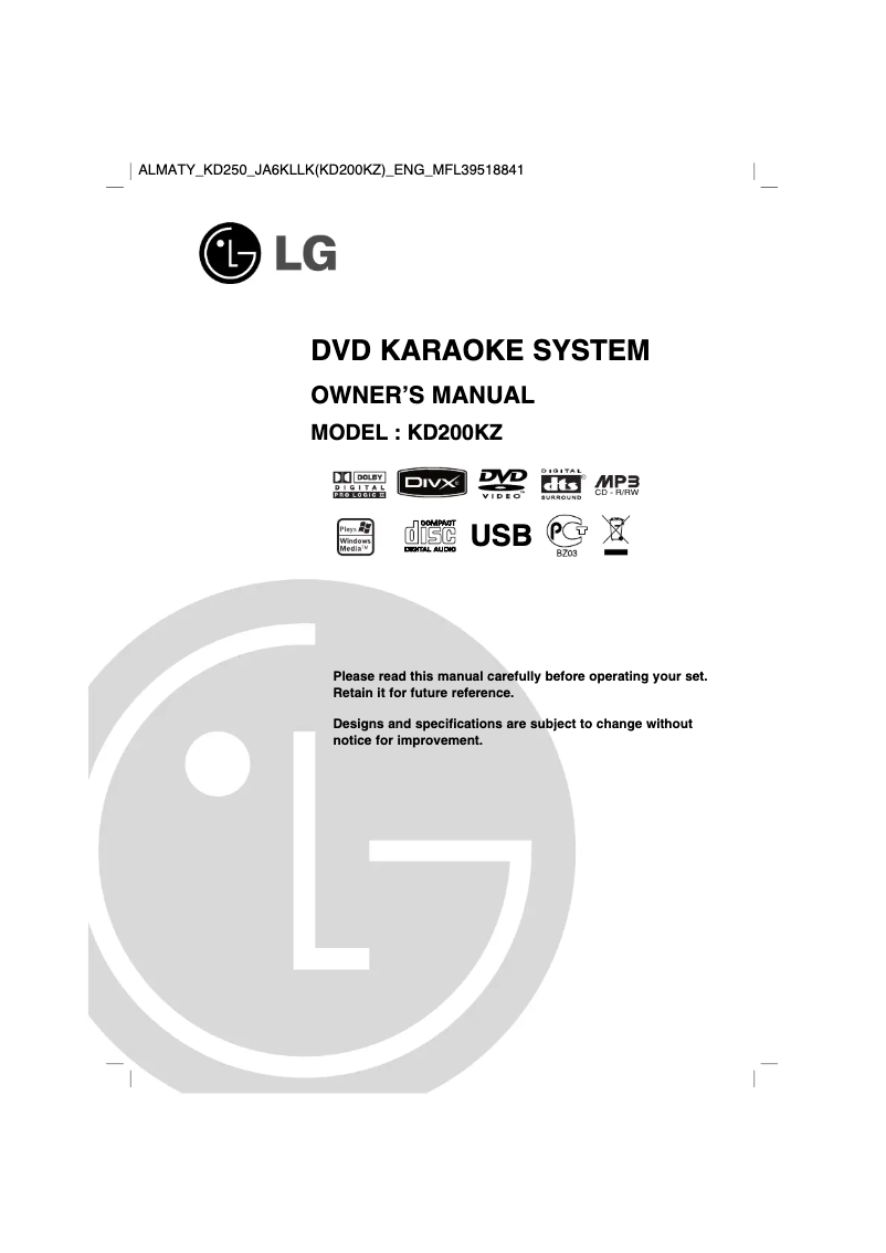 Página nº 1 - Manual de usuario LG KD250