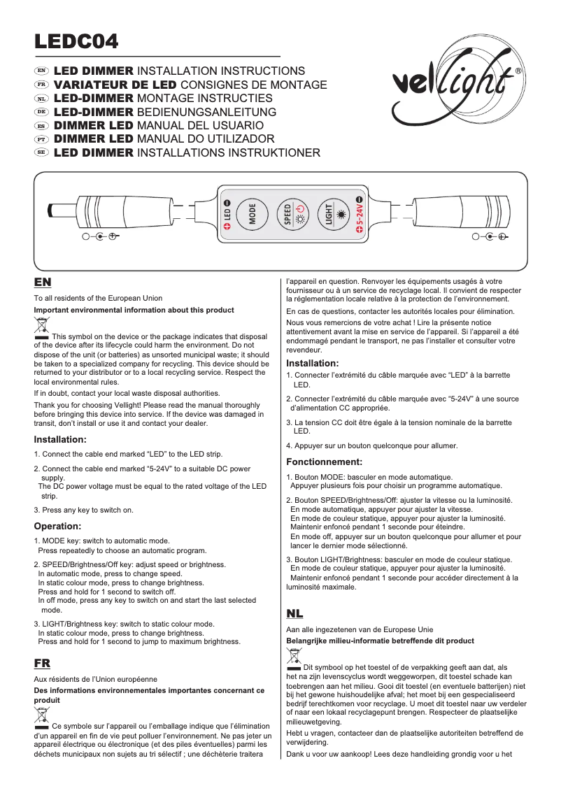 Imagen de la primera página del manual del dispositivo LEDC04