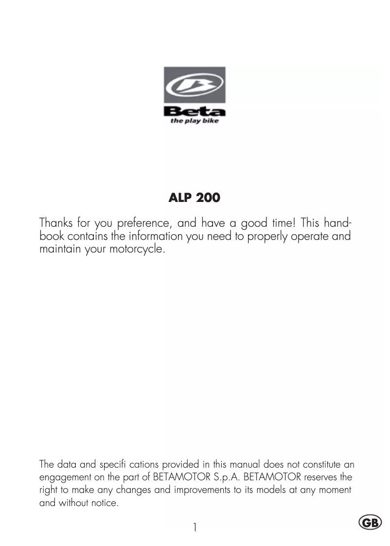 Imagen de la primera página del manual del dispositivo Alp 200