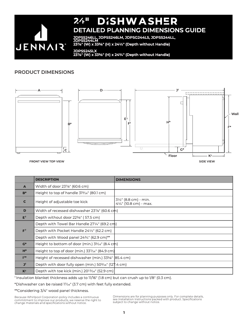 Imagen de la primera página del manual del dispositivo JDPSS244LL