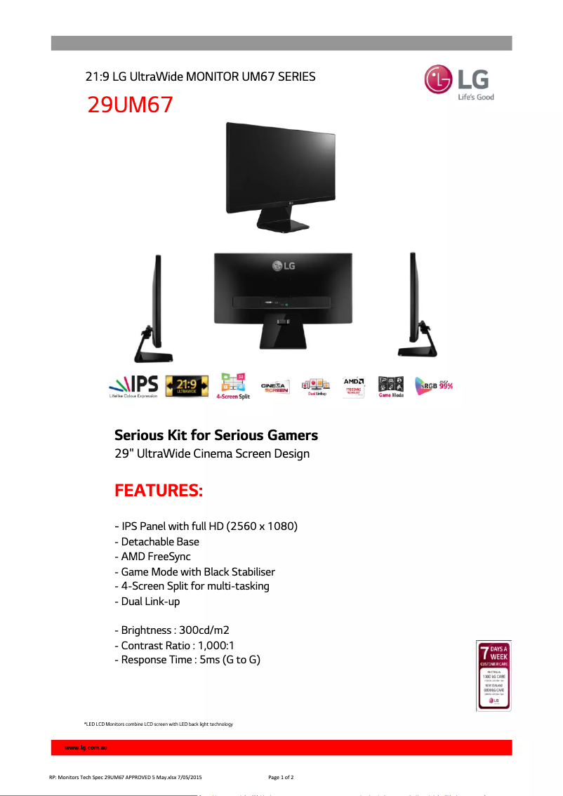 Imagen de la primera página del manual del dispositivo 29UM67-P