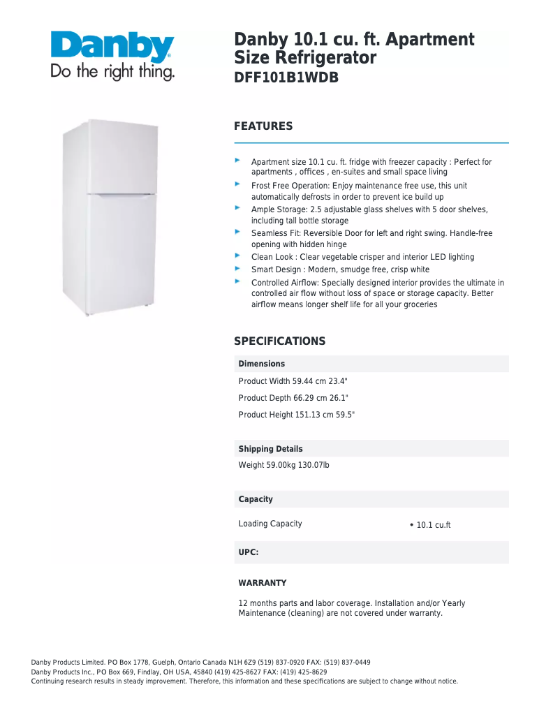 Imagen de la primera página del manual del dispositivo DFF101B1WDB