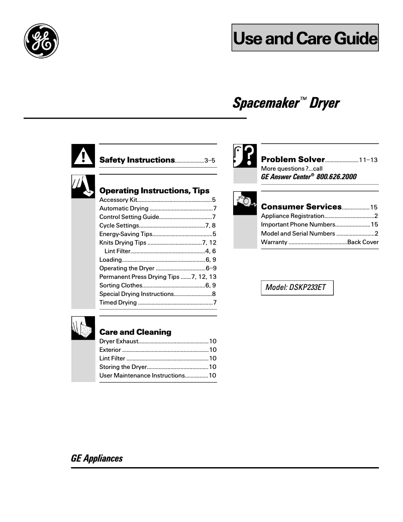 Imagen de la primera página del manual del dispositivo Spacemaker DSKP233EWWH