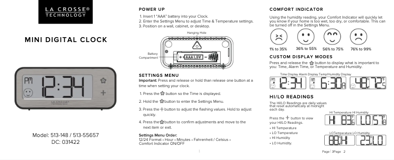 Imagen de la primera página del manual del dispositivo 513-148