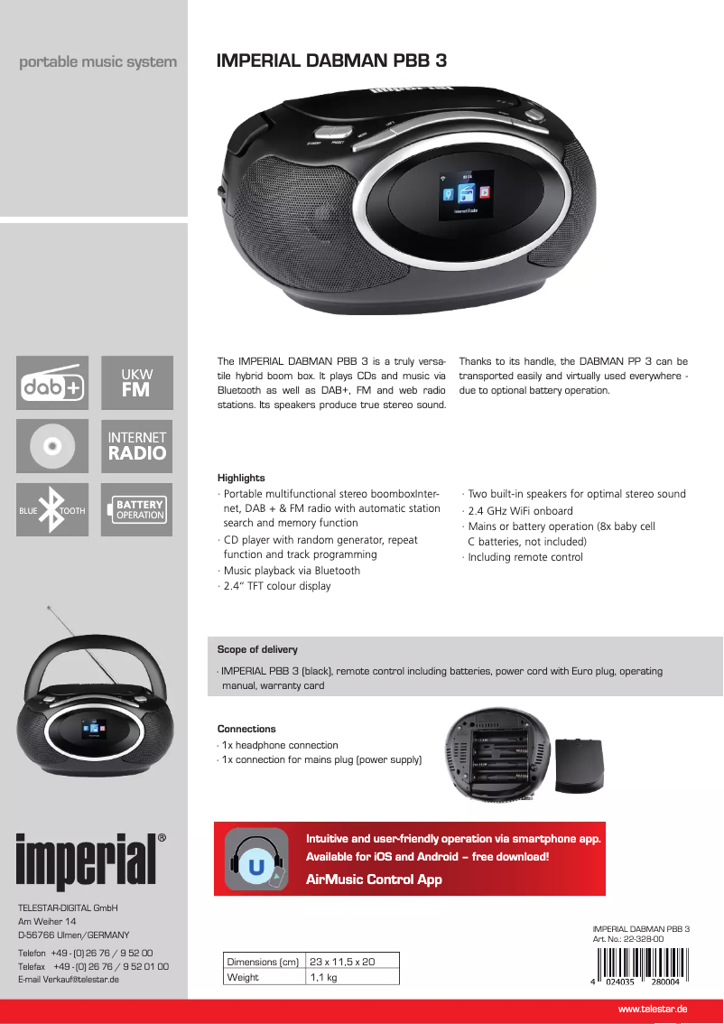 Imagen de la primera página del manual del dispositivo DABMAN PBB 3