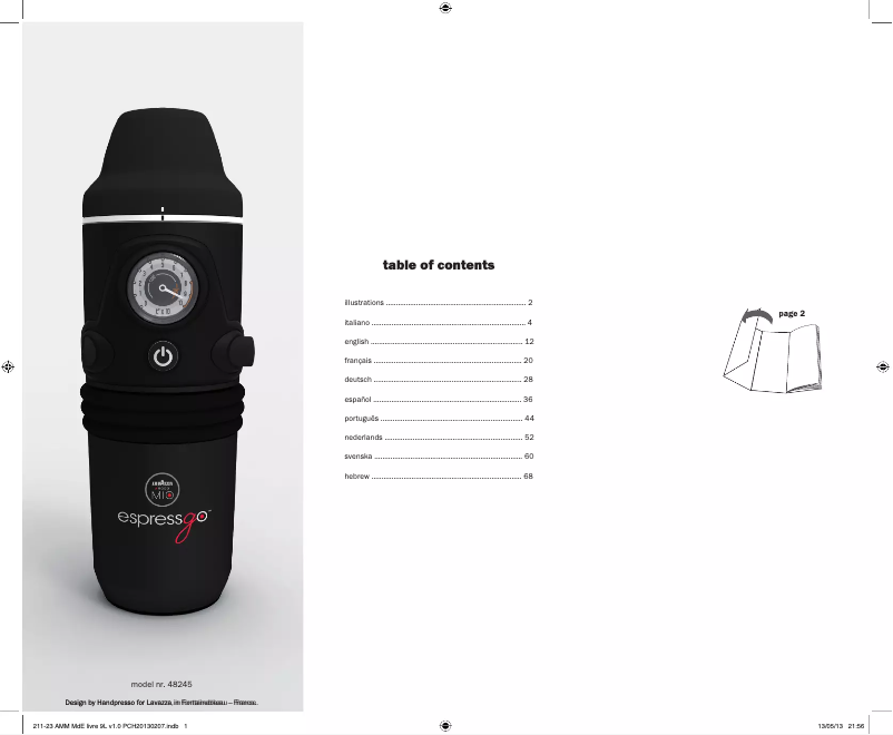 Imagen de la primera página del manual del dispositivo Espressgo