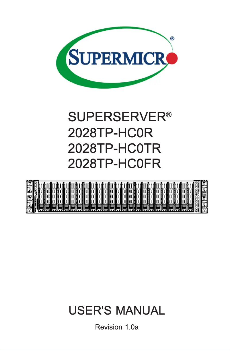 Imagen de la primera página del manual del dispositivo SuperServer 2028TP-HC0R