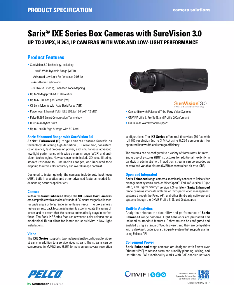 Imagen de la primera página del manual del dispositivo Sarix IXE22