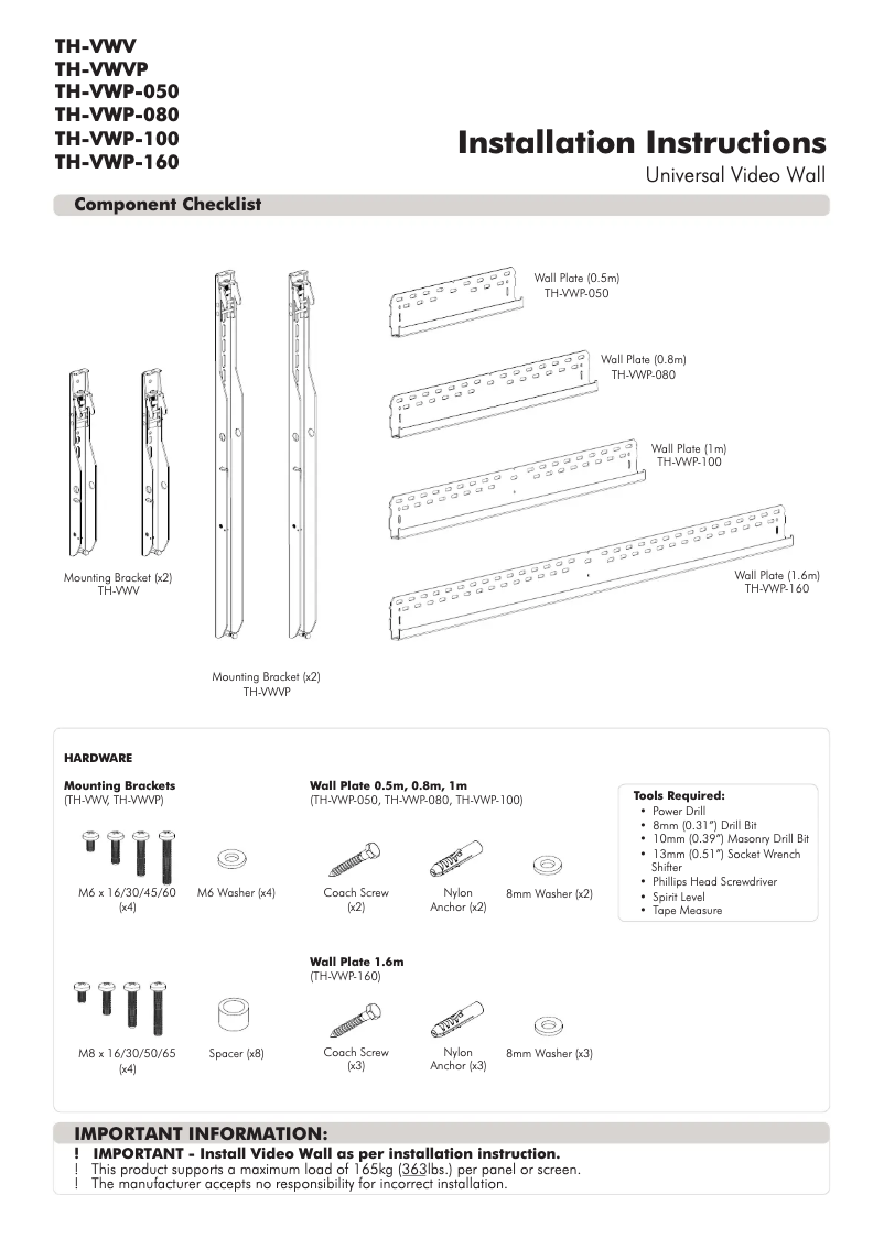 Página 1 del manual Manual de usuario Atdec ProAV TH-VWV