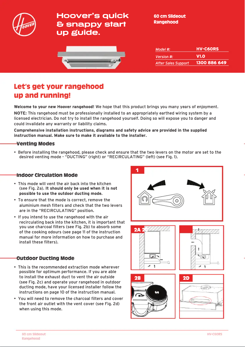 Página 1 del manual Guía de inicio rápido Hoover HV-C60RS