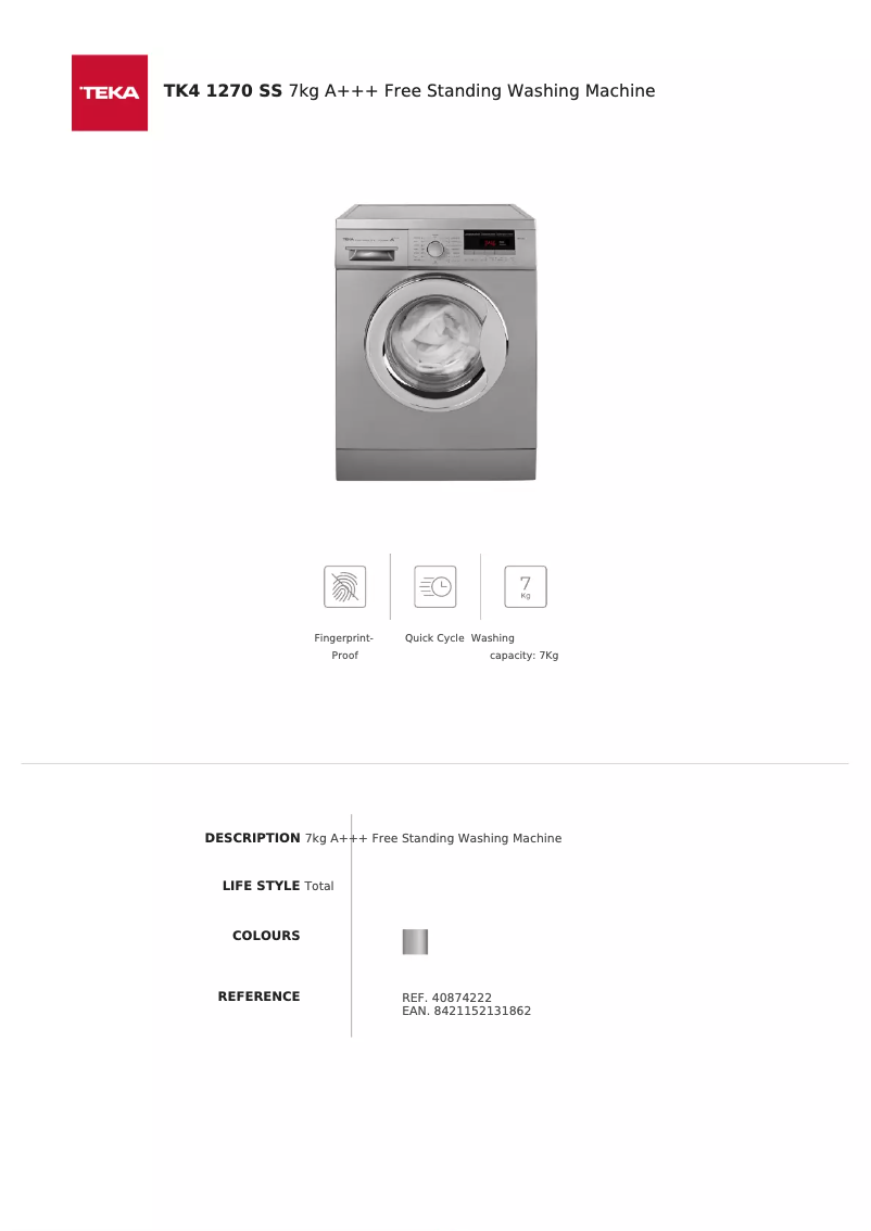 Página 1 del manual Ficha técnica Teka TK4 1270 SS