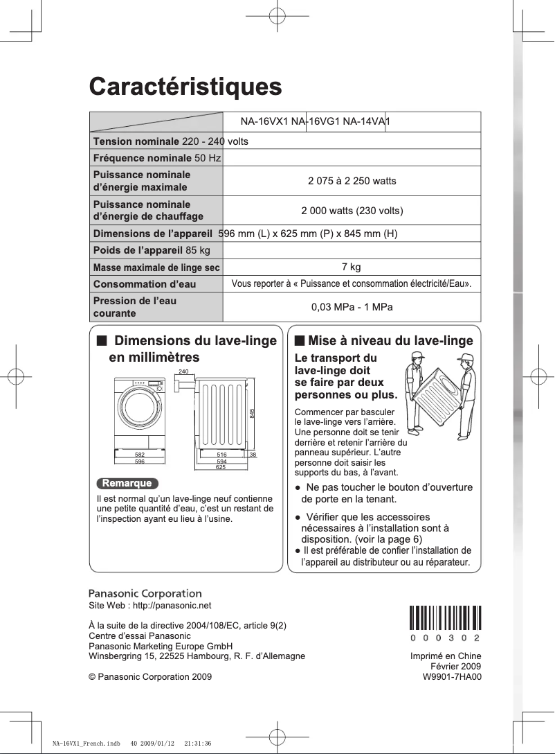 Página 1 del manual Manual de usuario Panasonic NA-14VA1