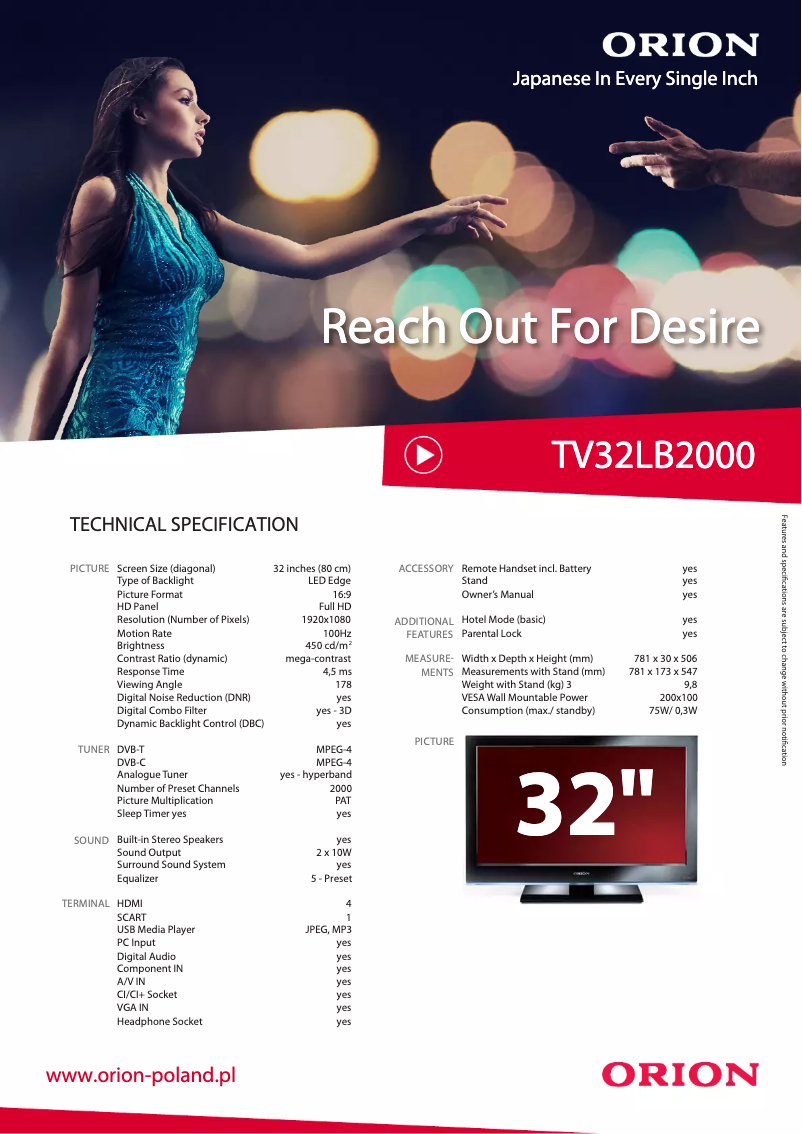 Página 1 del manual Manual de usuario Orion TV32LB2000