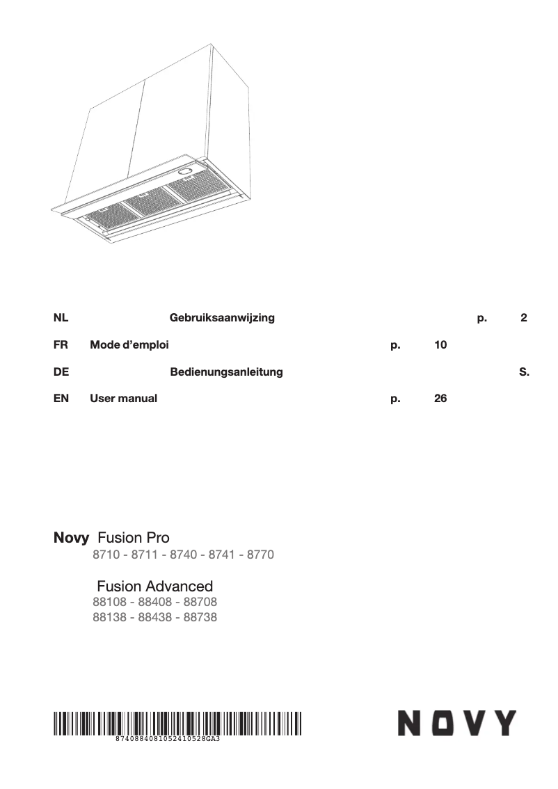 Página 1 del manual Manual de usuario Novy Pro 8770