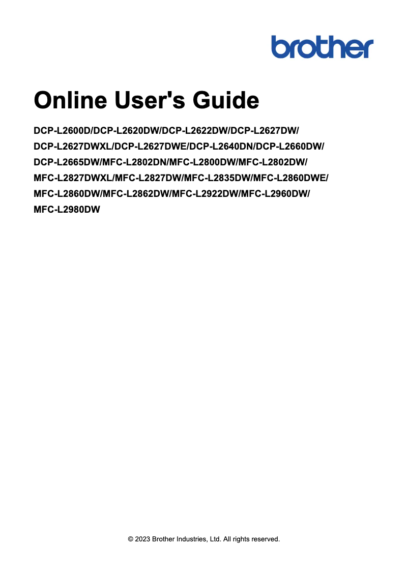 Imagen de la primera página del manual del dispositivo MFC-L2960DW