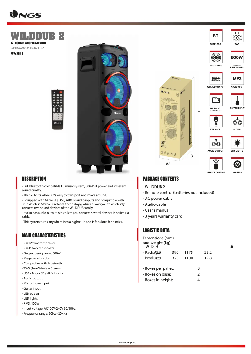 Imagen de la primera página del manual del dispositivo WILD DUB 2