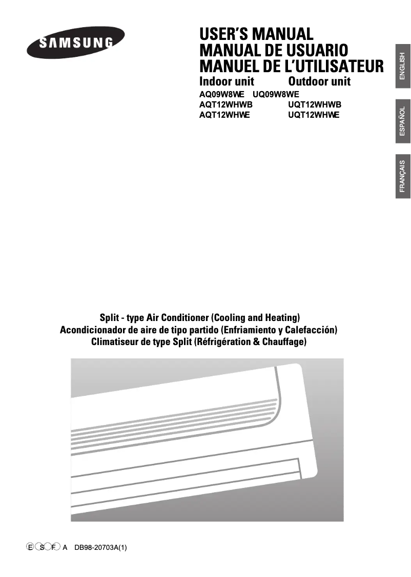 Imagen de la primera página del manual del dispositivo AQT12WHWE