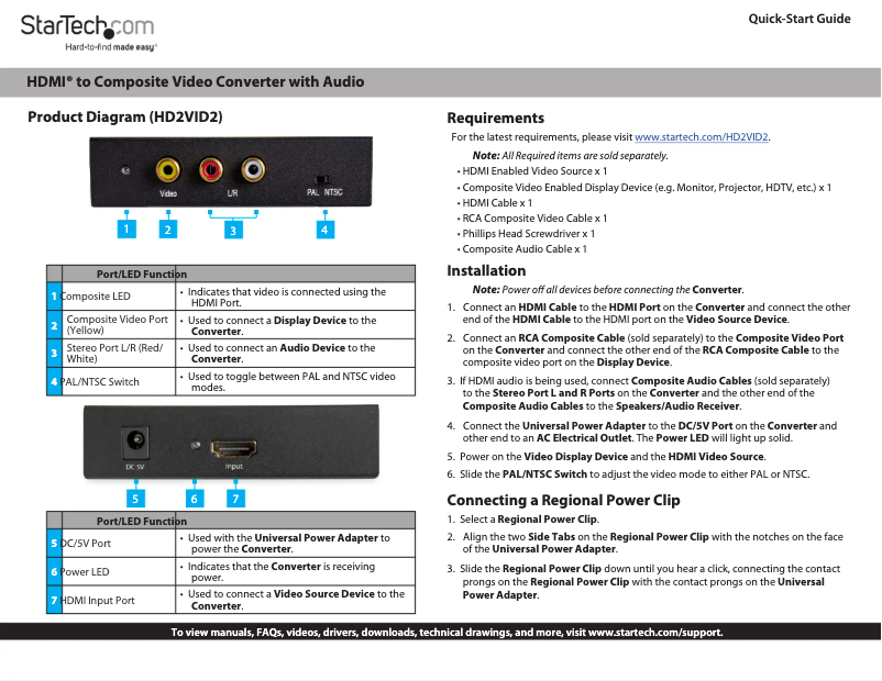 Página nº 1 - Manual de usuario StarTech.com HD2VID2