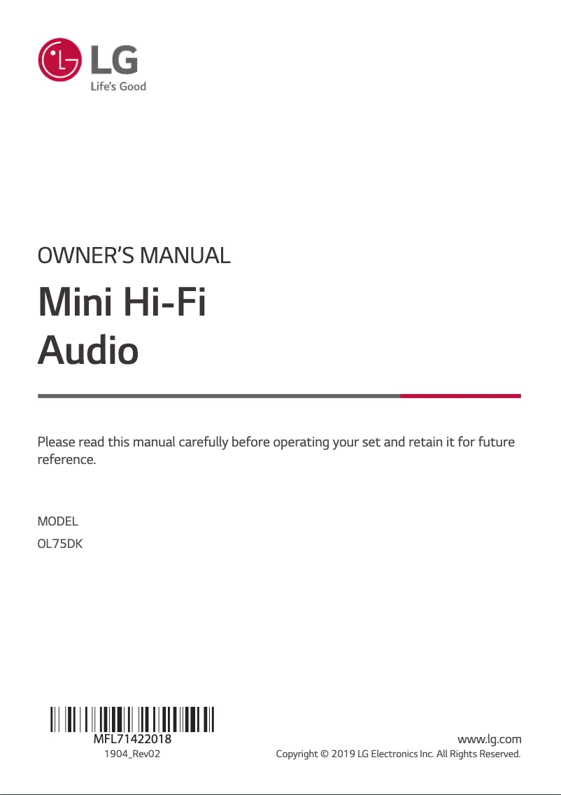 Imagen de la primera página del manual del dispositivo OL75DK