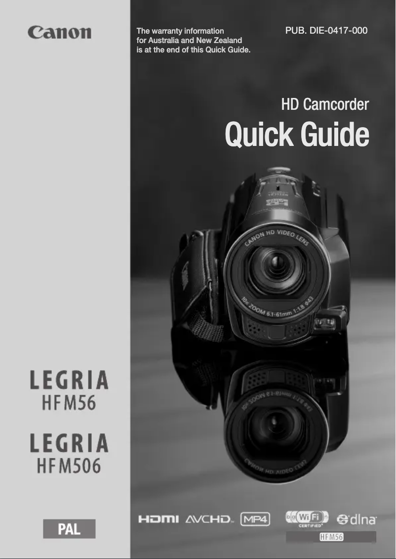 Imagen de la primera página del manual del dispositivo Legria HF M506