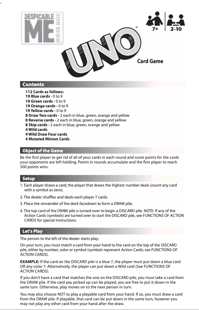 Página 1 del manual Manual de usuario Mattel UNO