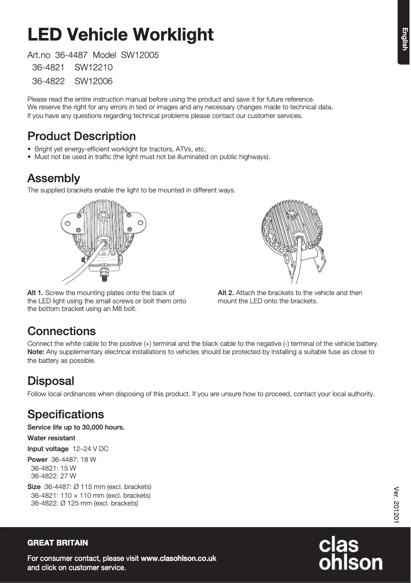 Página 1 del manual Manual de usuario Cotech SW12006