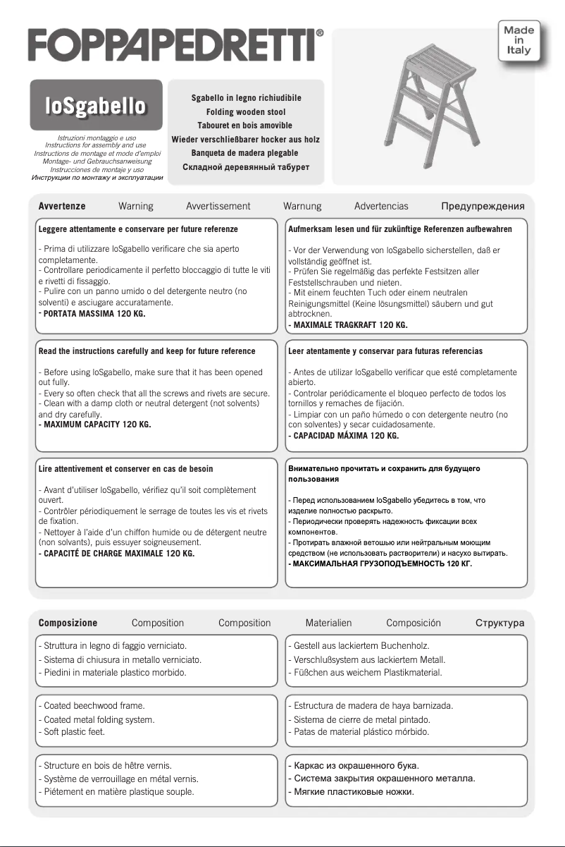 Página 1 del manual Manual de usuario Foppapedretti loSgabello