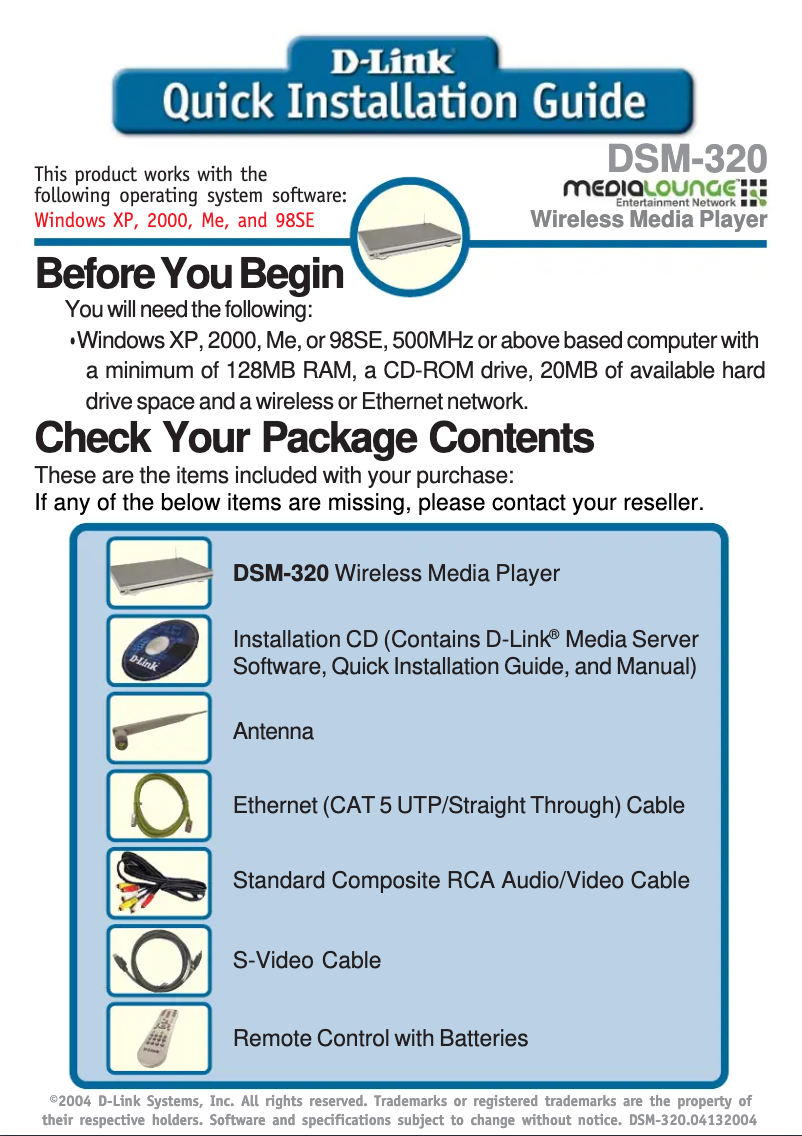 Imagen de la primera página del manual del dispositivo DSM-320