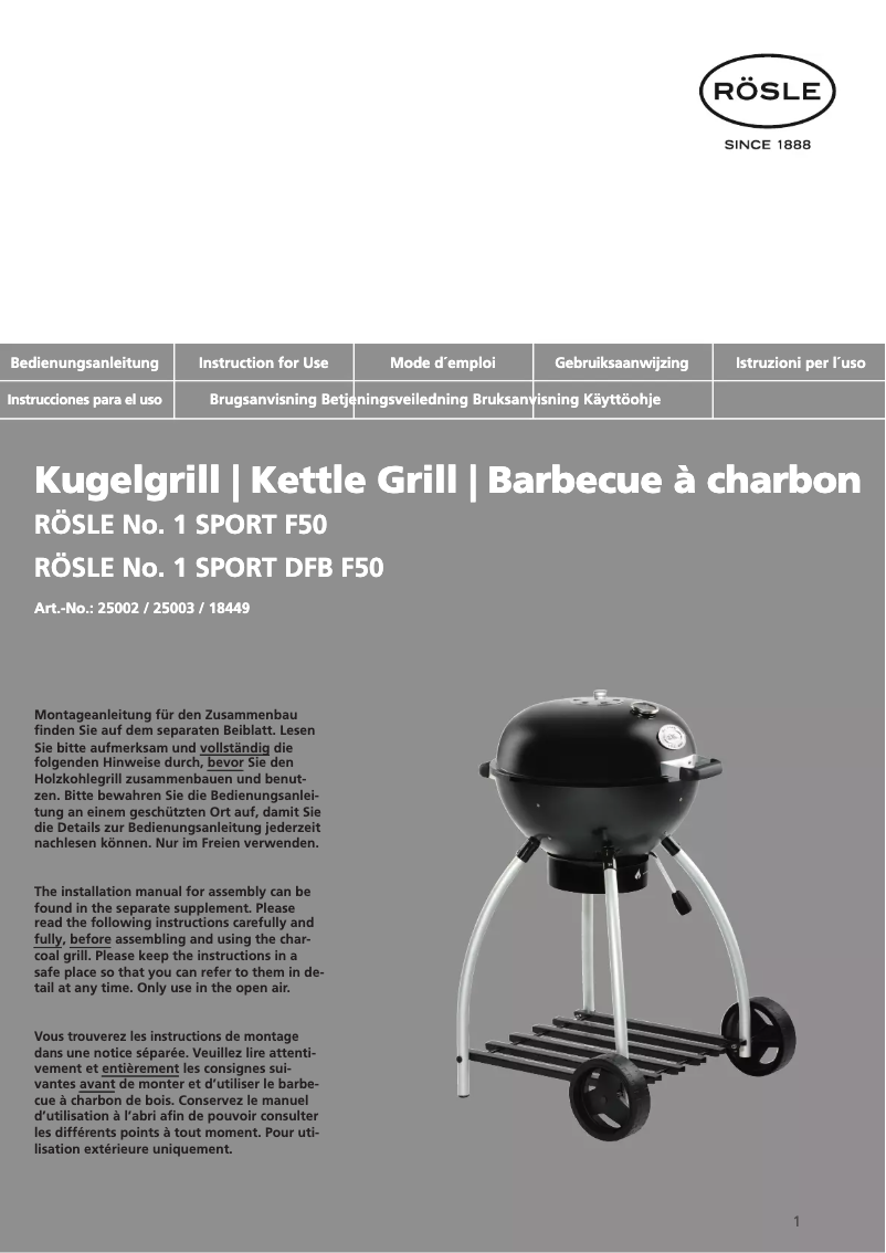 Página 1 del manual Manual de usuario Rösle No.1 Sport F50