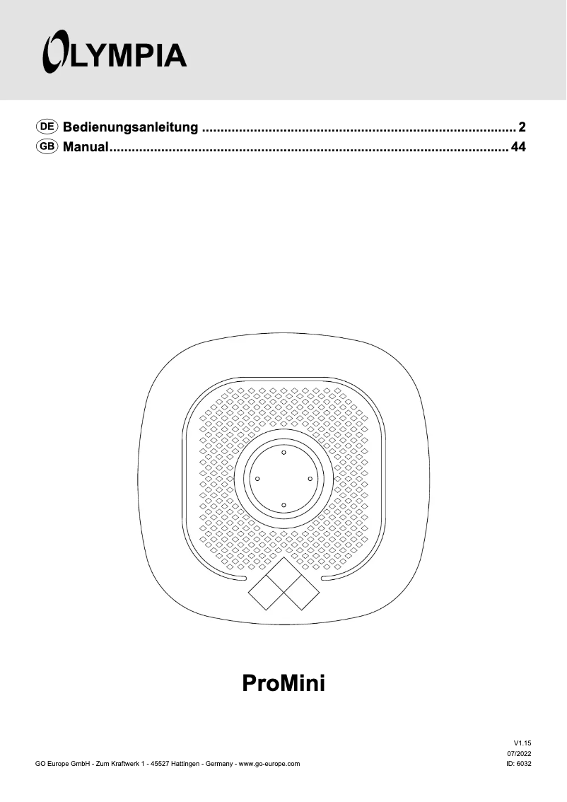 Página 1 del manual Manual de usuario Olympia ProMini