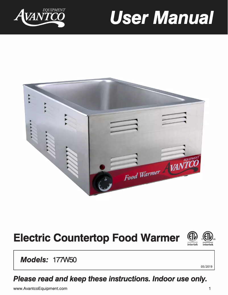 Imagen de la primera página del manual del dispositivo 177W50