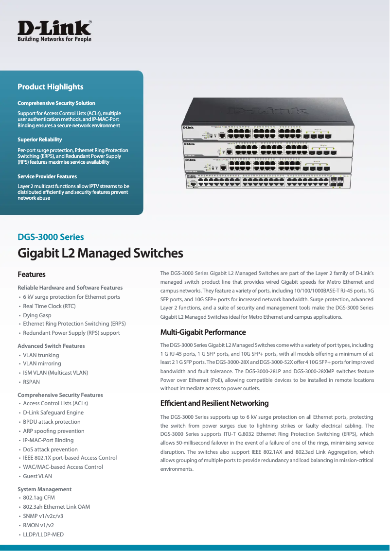 Imagen de la primera página del manual del dispositivo DGS-3000